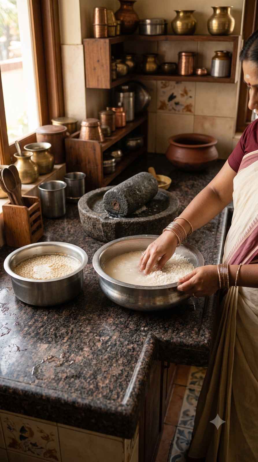 Traditional South Indian batter preparation